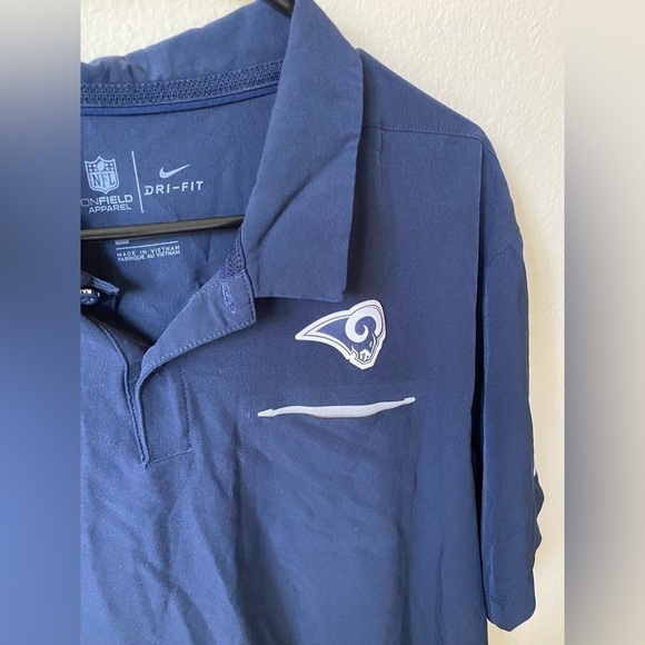 Nike Men’s Dri-Fit Polo Navy Shirt Size XL LA Rams NFL Onfield Apparel Top - Picture 4 of 10